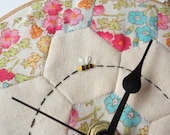 Patchwork Bee Hand Embroidered and Hand Quilted Clock