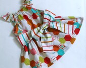 Ruffled Neck Party Dress for Babies, Toddlers & Girls Hexi with Stripe Sash