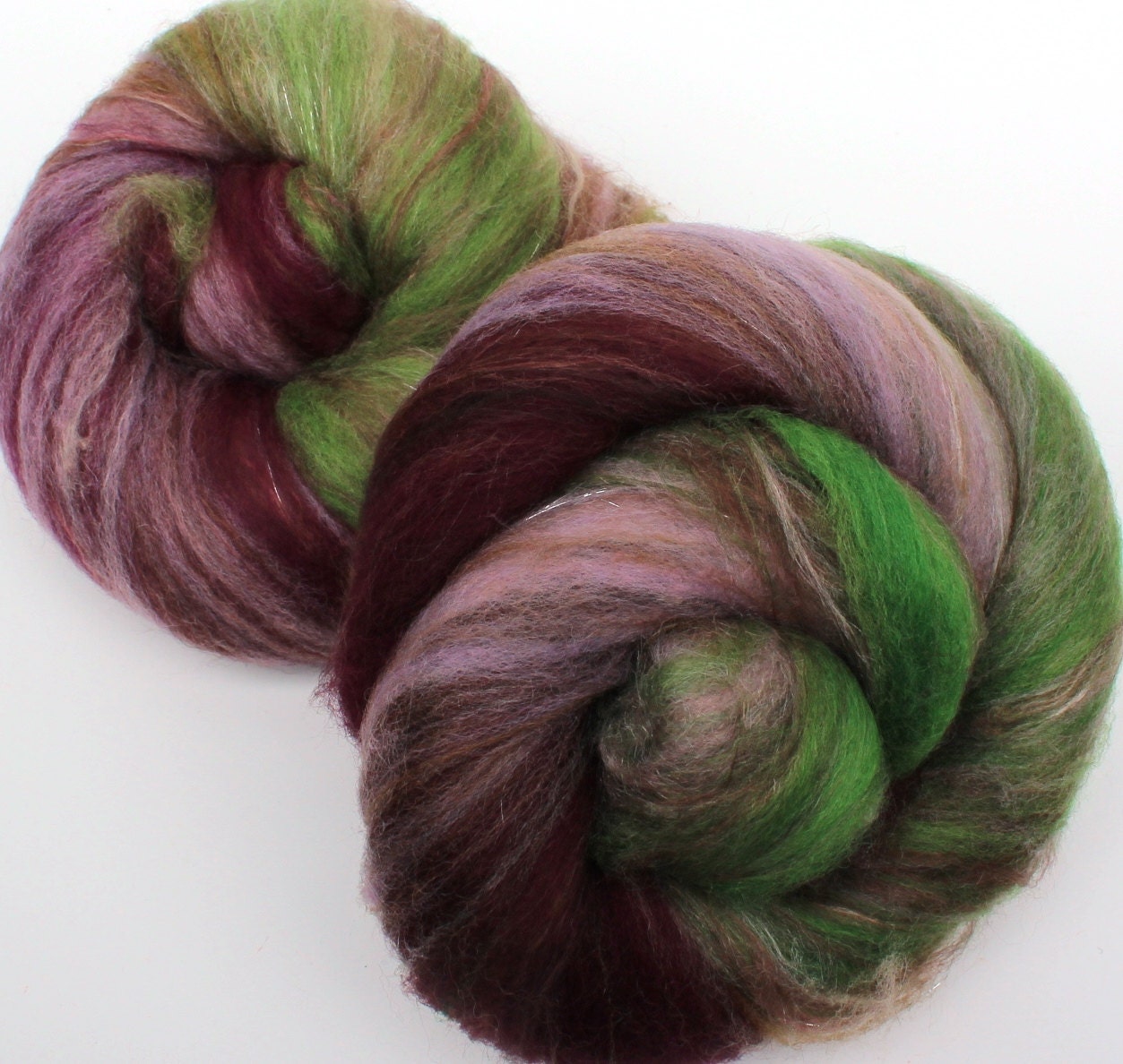 Bare branches batts -- (3.7 oz. per set)  bfl wool, tencel, latte silk, angelina sparkle.