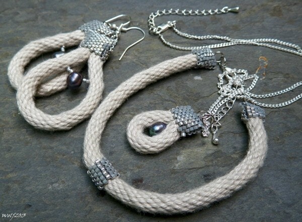 Sweet Cream, handmade kumihimo 3 piece wedding set