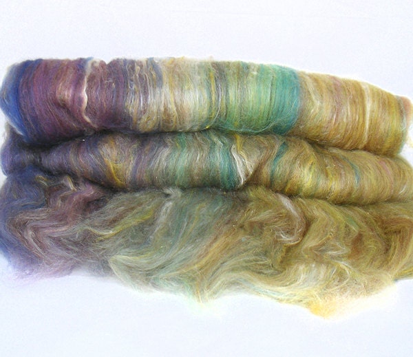 handcarded batt spinning fiber 3.9 oz