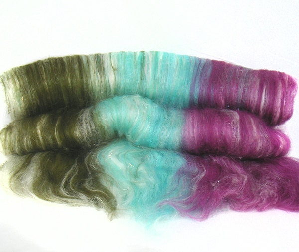 handcarded batt spinning fiber 3.3 oz