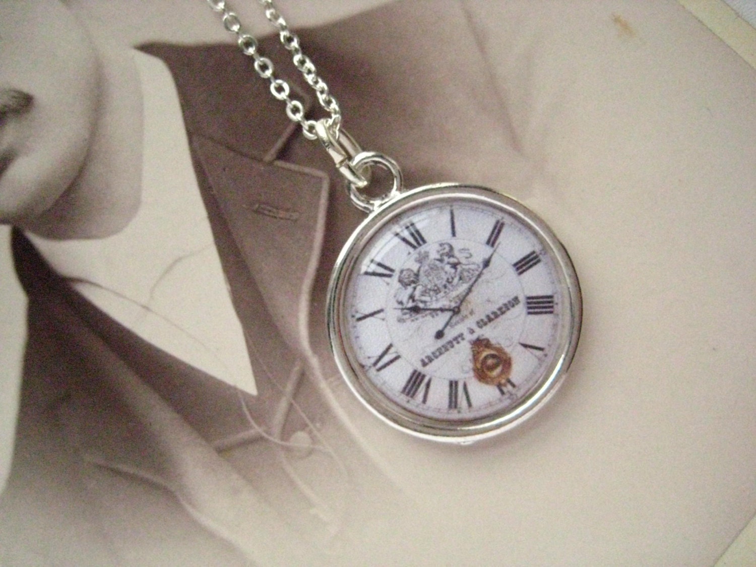 Victorian Clock Charm Necklace from Hoolala
