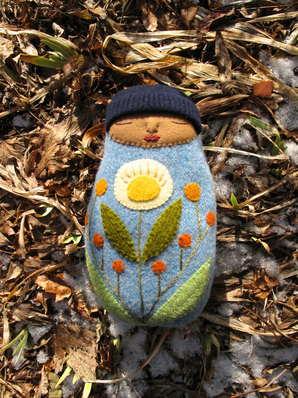Swaddled Flower Folk Art Baby