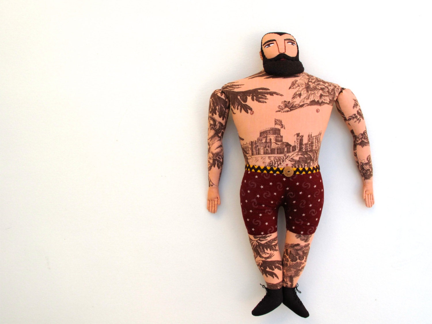 Big Tattoo Man doll Sepia