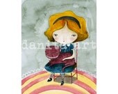 Alice And The Cheshire Cat - Giclee Reproduction From Original Watercolor Painting By Danita (8x10 Inches)