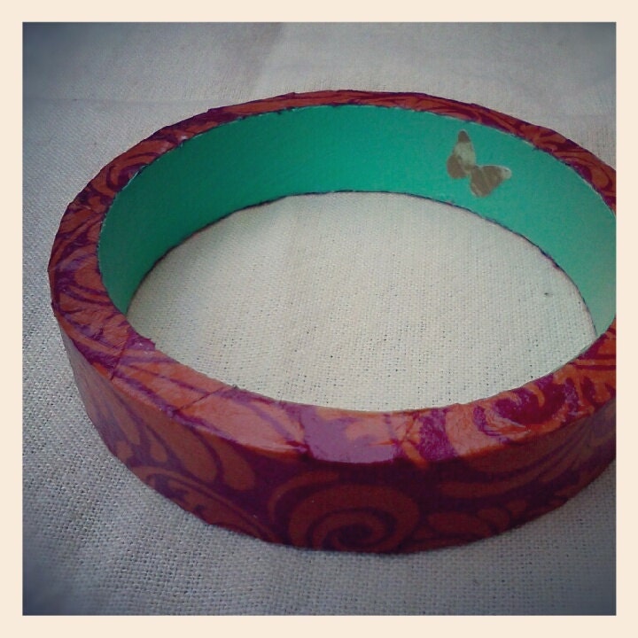 Secret Butterfly Bangle - Magenta, Orange and Teal