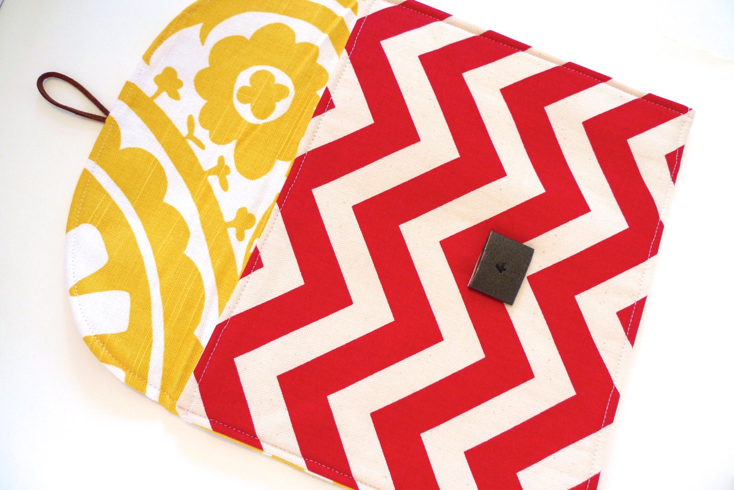 Graduation Gift iPad Case, iPad Sleeve, HP Tablet Padded Pouch in Cherry Red Chevron Zig Zag Geometric Designs