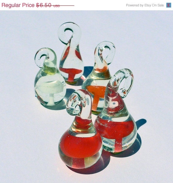 SALE 1pc LAMPWORK MUSHROOM Charm 1970s Vintage Miniature