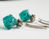 Emerald Vintage Lucite Silver Earrings