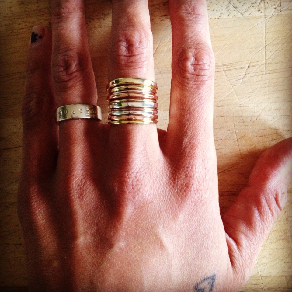 a stellar stack in a stellar mix of red brass, sterling silver and copper