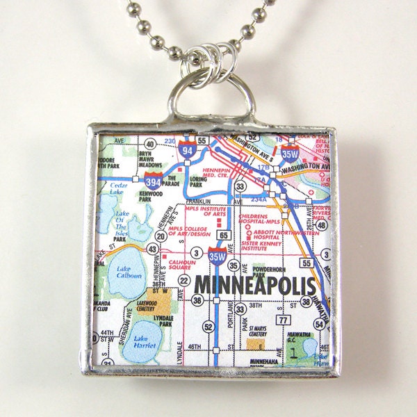 Minneapolis Map Pendant Necklace