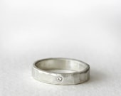 sterling silver diamond band, eco friendly carved ring, wedding ring