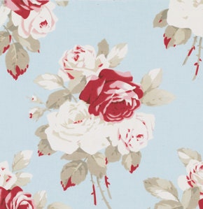 Petal by Tanya Whelan  / Large Antique Roses in Blue / 1 Yard Cotton Quilt Apparel  Fabric