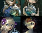 Microcosm: Sea Monster, Seascape, Triceratops, and Fawn Set of FOUR 8x10 art prints by Jasmine Becket-Griffith SIGNED