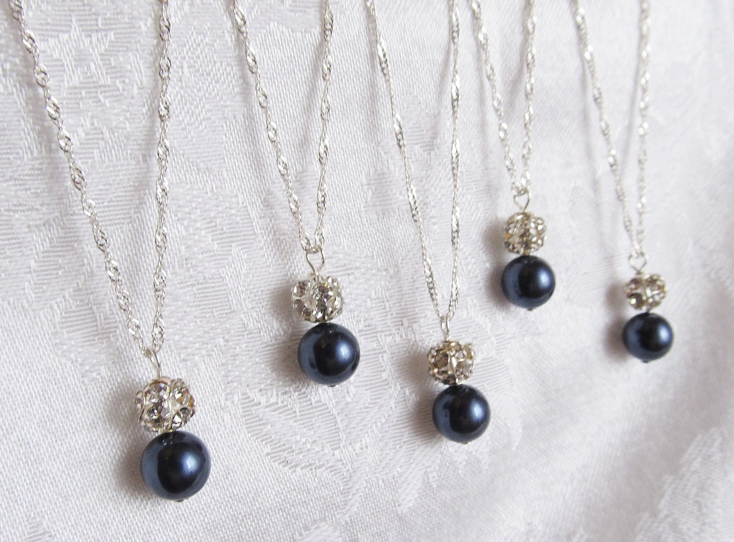 Set of 5 Bridesmaid Bling Necklaces with Swarovski Crystals