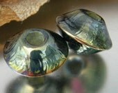KILLERBEEDZ1 - Iris Yellow - Bicone Lampwork Bead Set