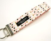 Fabric Key Fob - Pink Dots with pink lining