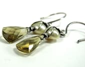 Honey Topaz, Pearl, Sterling Silver Earrings