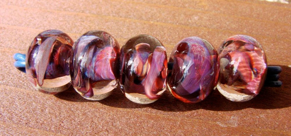 5 Encased Reduction Frit Lampwork Beads