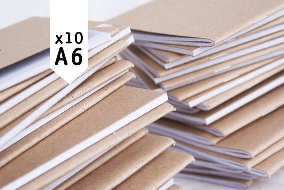 pack of 10 - recycled A6 notebooks - blank
