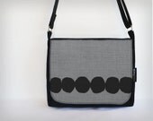 Satchel - Grey Linen Stones - Bag Canvas Screen Print Gray