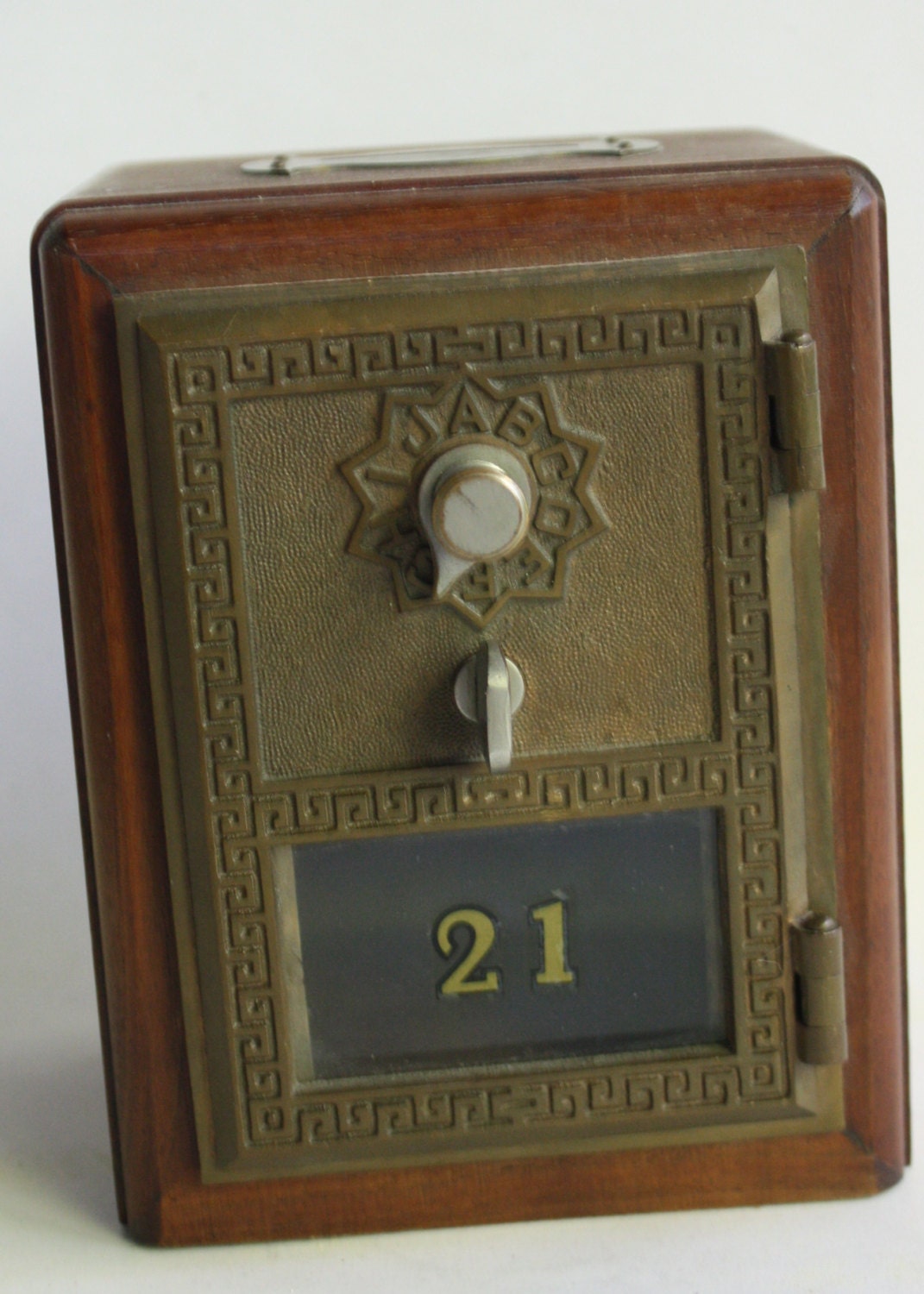 Vintage Post Office Mailbox Knothole Wooden Coin bank Forney Texas