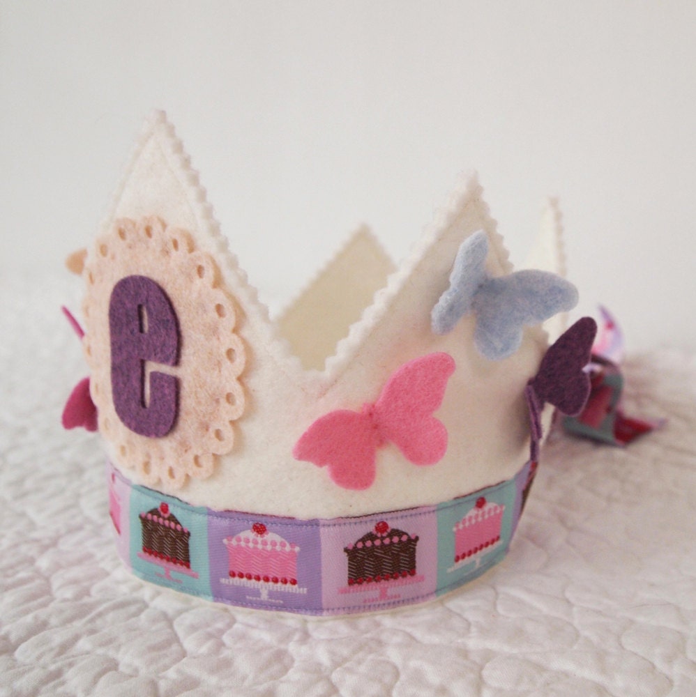 Butterfly birthday crown - girl felt crown