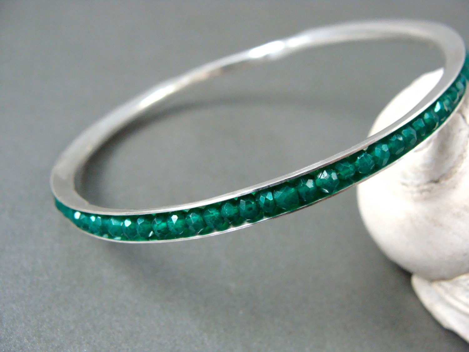 skinny gemstone bangle, green onyx