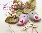 LOVE BIRDS Wedding Cake Topper Name Personalized and Custom Color (listing of 2 birds) - Wedding Decor, Party Favors Bride Friendship Gift