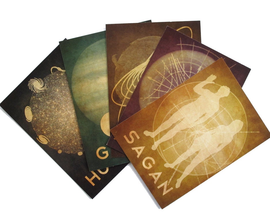 5 Astronomer Postcards, Cosmic Pioneers Astronomy Note Cards, Penpal Paper, Space Greeting Card Geeky Paper Gift Small Art Prints Blank Card