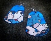 Wonder Woman's Easy Virtue - Comic Kiss with Batman and Superman - hand-painted earrings