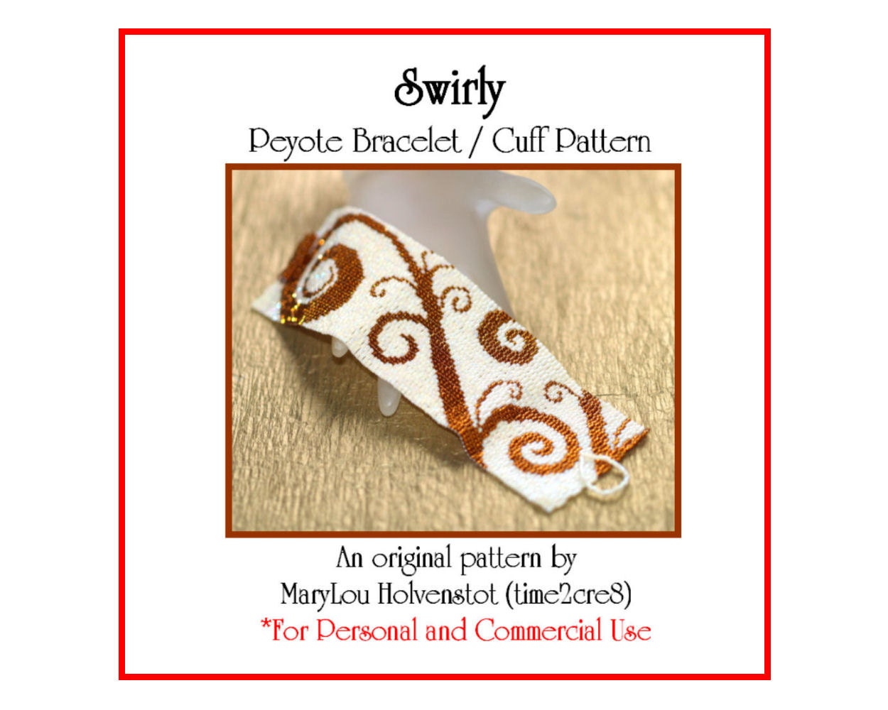 Peyote Bracelet Pattern ... SWIRLY ... Spirals . Vine . Whimsical . Bonus Pattern . Wide Cuff . Bold Design . Pretty . Feminine . 3 for 2