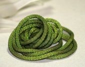 Olivine ... Bead Crochet . Necklace . Super Long . Elegant . Rope . Chic . Versatile . Lovely Gift . Slinky . Supple . Wrap . Green . Summer