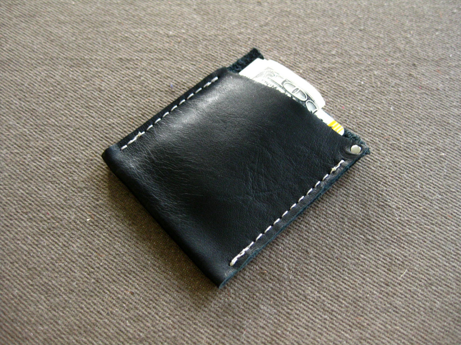 Pocket wallet - Smooth black leather
