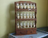 Large Spice Apothecary Rack.  18 Original Glass Bottles.