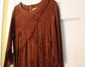 Hippie Style Gauze Dress.  Embroidered. 3/4 sleeve maxi.  Vintage clothing.  Vintage dress.
