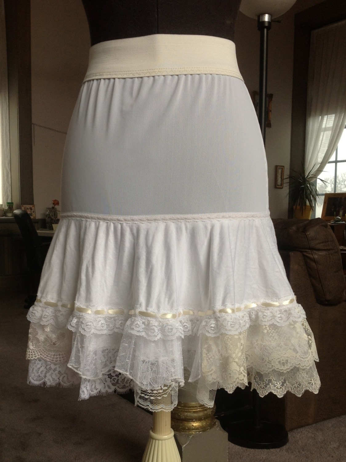 Shabby Chic Petticoats, Slips OR Skirts with layers of Cotton and/or Lace - Made-to-order, each one is unique