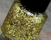 New-Digging for Gold Glitter Nail Polish Lacquer (Gold & Silver multi hexes) Full size .05oz/15ml Bottle
