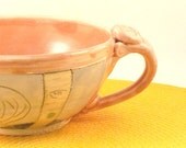 Peach Nectarine Soup bowl with handle SM31 handmade honey gold soup mug or wheel-thrown Latte Cup IN STOCK Graduate Gift