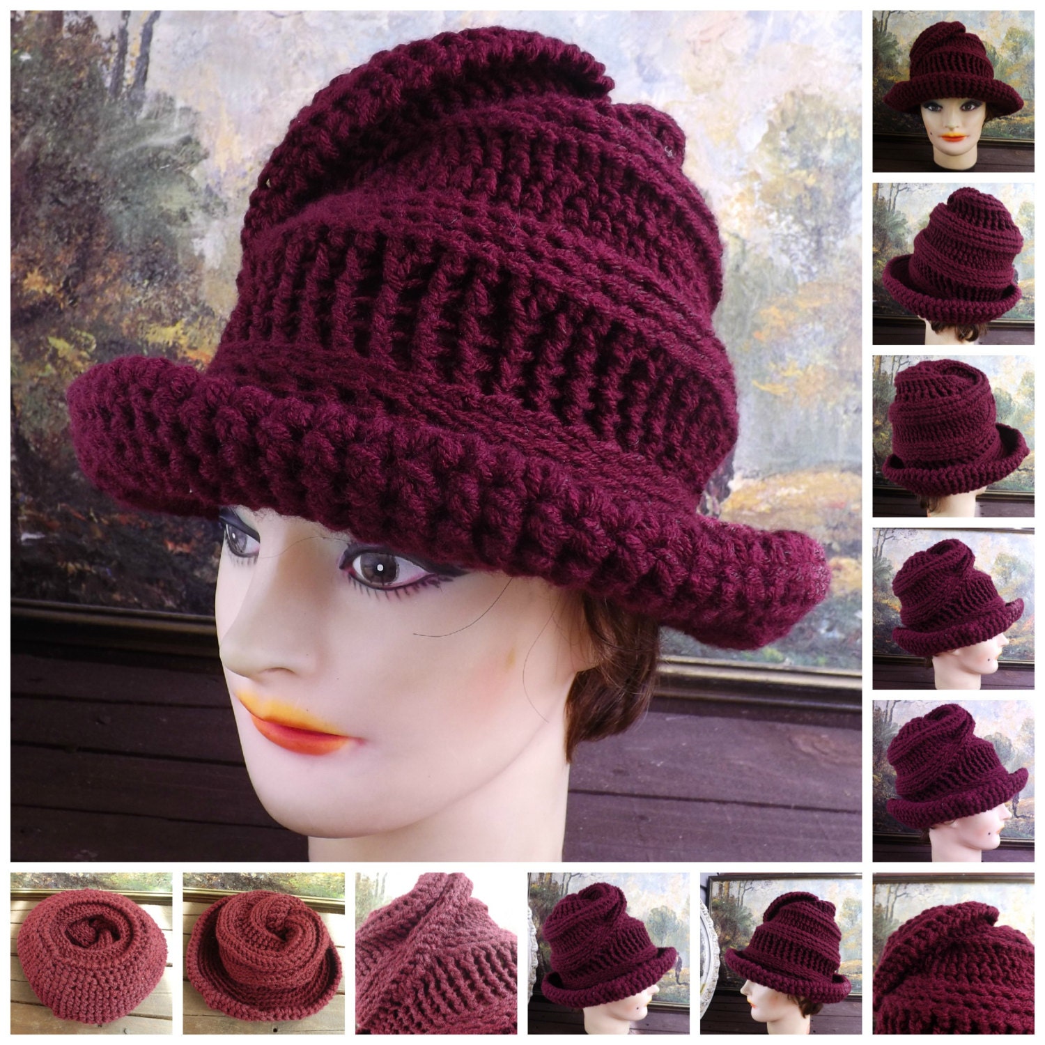 Instant Download Crocheted Pattern Hats for Women - Crochet Hat Pattern PDF for the Virginia Womens Steampunk Hat - Permission To Sell