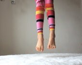 Yoga Leggings Pants with Stripes in Pinks, red, Black and Yellow for Girl sizes 6Months, 12Months, 2, 3, 4, 5, 6