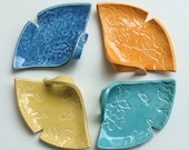 Ceramic Plates, Pretty Little Ginkgo,  Lace Design, Set of Four