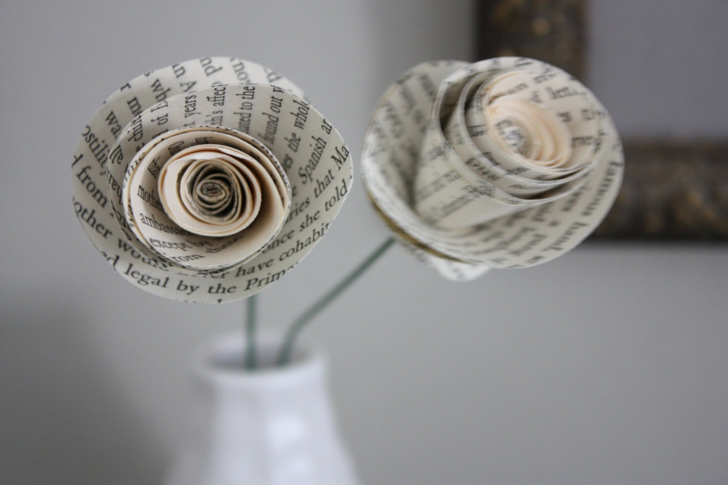 paper roses. repurposed book. small. set of 5