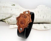 B1262  antiqued flower badge cufflet