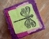 Blank Book - Green Dragonfly Purple Yoga Journal Square 3.7x3.7 - 40 unlined pages