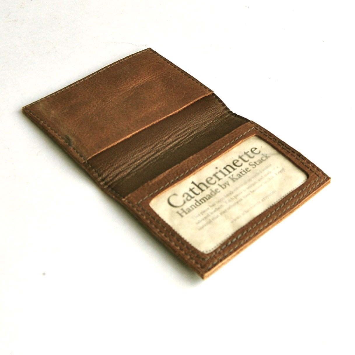 Salvaged Dark Blonde Waxed Leather ID Mini Wallet