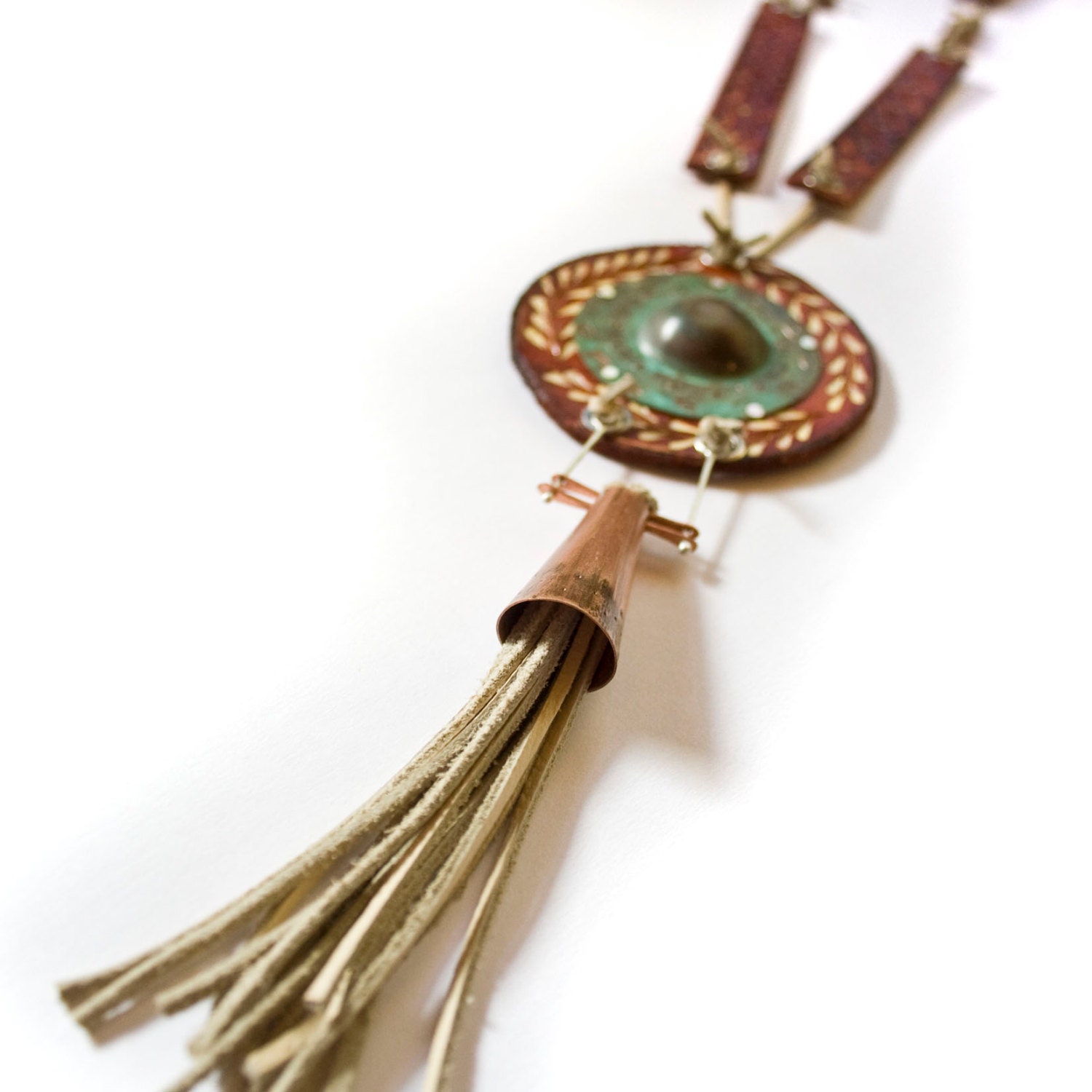 ORDER FOR DIANA  - Hippie Hobo Leather Necklace - Mixed Metal Neckpiece - Long Leather Necklace - Gypsy Necklace