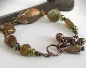 Sea Glass Bracelet - Rustic, Earthy Boho Bracelet with Brass