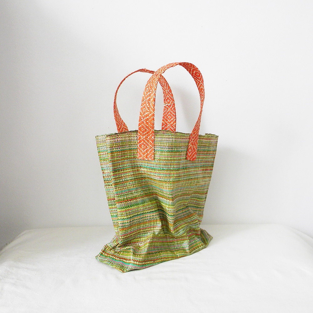 Sculptural tote bag no. 1 - in orange, yellow, and green